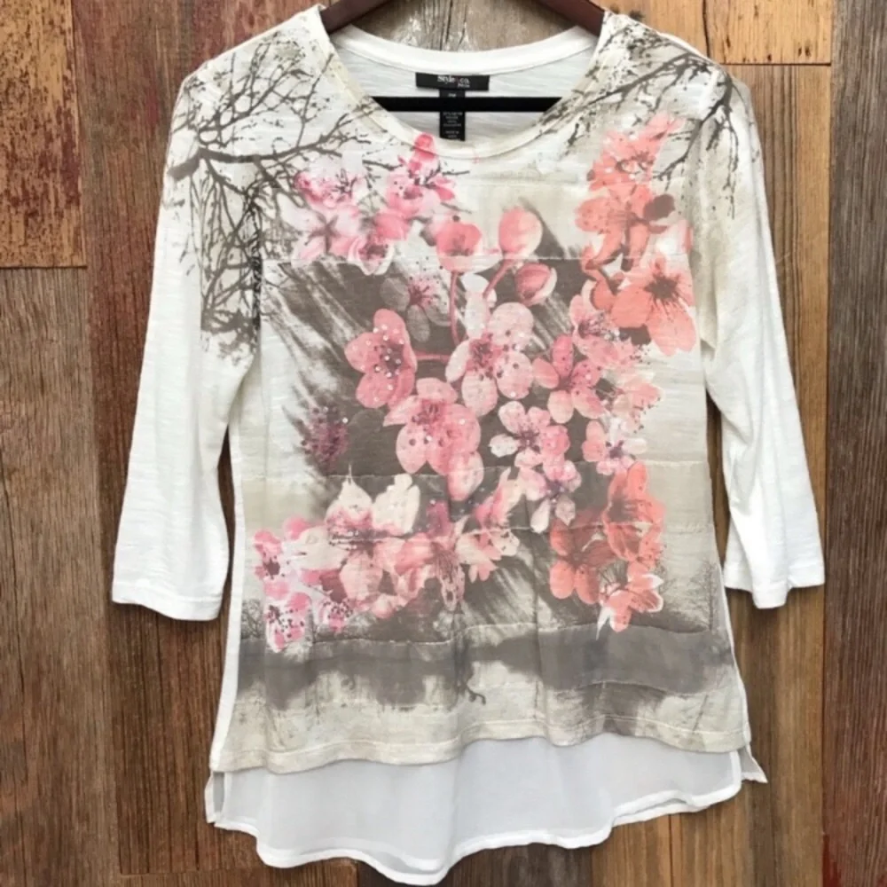 Style & Co Floral Tunic SP - Picture 1 of 4